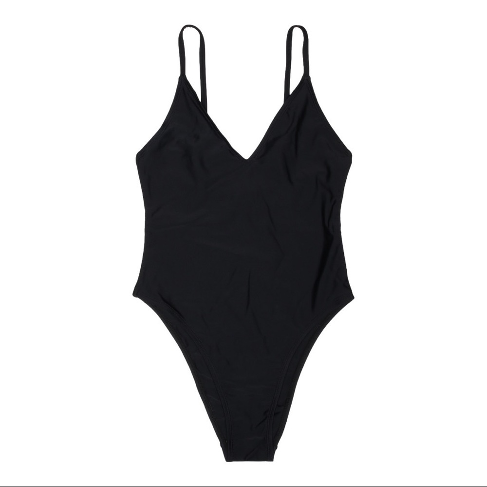 tropez plunge one-piece swimsuit from blush lingerie- black
